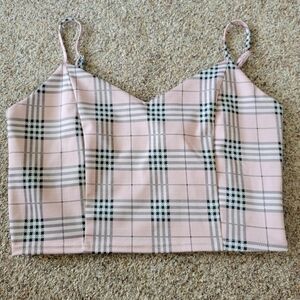Y2K Plaid Spaghetti Strap Crop Top Size L